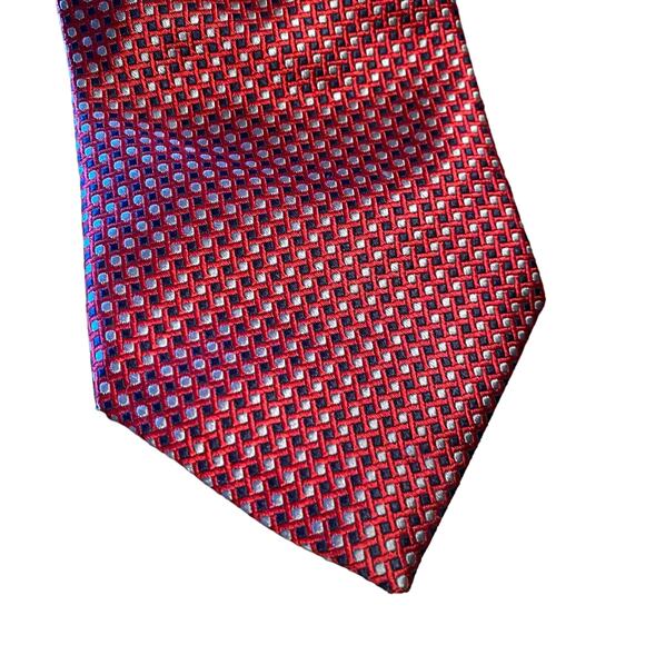 Joseph Abboud 100% Silk Made in Italy Red, Black and Gray Tie Formal Career Wear - Picture 2 of 11
